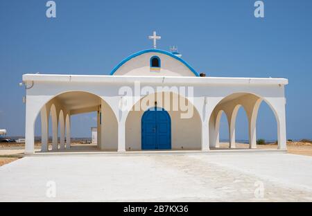 The new Ayia Thekla (Santa tecla)  church of a considerable healer of the early Christian period, St. Thekla. Ayia Napa. Cyprus Stock Photo