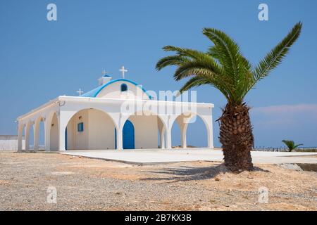 The new Ayia Thekla (Santa tecla)  church of a considerable healer of the early Christian period, St. Thekla. Ayia Napa. Cyprus Stock Photo