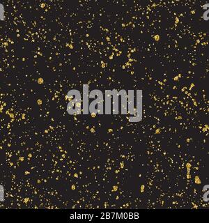 Abstract vector shiny golden textured dust, spots with sparkled gold foil on black background. Golden foil glitter background for Christmas, Wedding Stock Vector