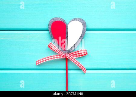 Decorative heart for Valentine's Day. Blue background. Typical decoration Stock Photo