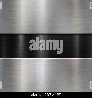 Brushed metal plaques over black background 3d illustration Stock Photo