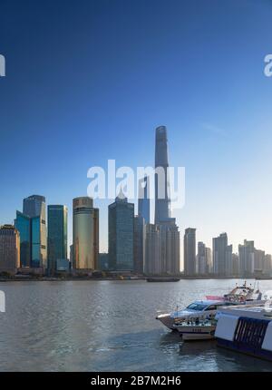 Skyline of Pudong, Shanghai, China Stock Photo