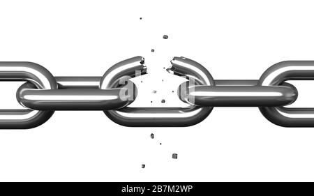 3d render of breaking chains isolated over white background Stock Photo ...