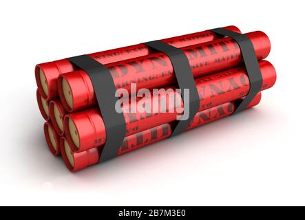3d render of dynamite sticks on white background Stock Photo