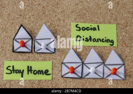 Social distancing concept showing how it can stop spreading of corona virus pandemic. Stock Photo
