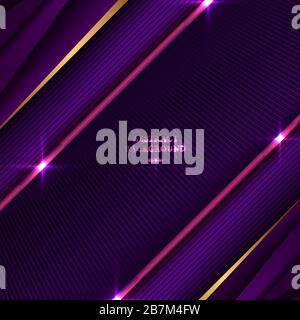 Abstract background striped purple and pink triangle with diagonal line and lighting effect texture space for your text. Luxury style. Vector illustra Stock Vector