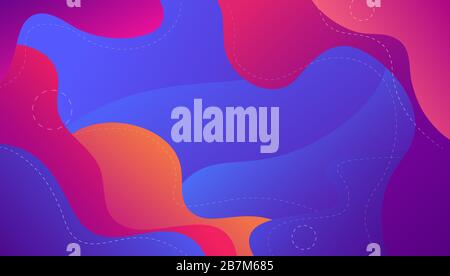 Abstract purple and pink colorful wave background with circle and dotted line Stock Vector