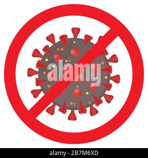 Stop coronavirus. Pandemic medical concept with dangerous cells. Isolated vector illustration on white background. Stock Vector