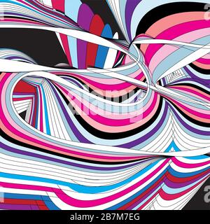 Abstract background with wavy elements and waves Stock Vector