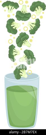 Green vegetarian broccoli smoothie. Isolated flat vector illustration. Stock Vector