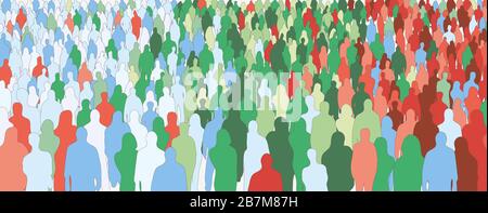 Silhouette of colorful people crowd statistic health seamless pattern vector flat illustration Stock Vector