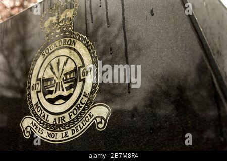 Memorial to the members of the RAF's 617 squadron who have died in action since World War 2, Woodhall Spa, Lincolnshire, UK. Stock Photo