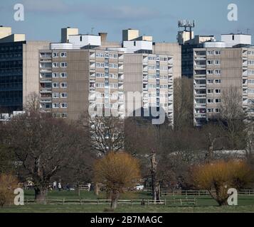 Mid rise housing in the Alton Estate, Roehampton on the eastern edge of Richmond Park. One of the UKs largest social housing estates. Stock Photo