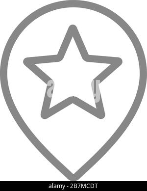 Star with location mark, favorite place line icon. Rating, add to favorites, quality control, customer review symbol Stock Vector