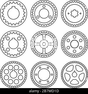 Timing pulley. Machine parts. Thin line vector Stock Vector