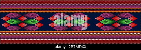A traditional, ethnic ornament of peoples in which rich colors attract luck and wealth. Onament looks great in the interior, in embroidery on fabrics Stock Vector