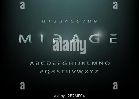 Modern futuristic sci-fi alphabet font set with numbers Stock Vector