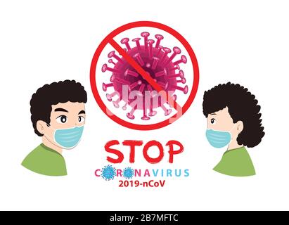 Coronavirus in China. Novel coronavirus (2019-nCoV), people in white medical face mask. Concept of coronavirus quarantine Stock Vector