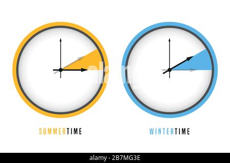 summer and winter time clock daylight saving vector illustration EPS10 Stock Vector
