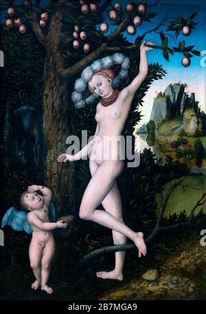 Cupid complaining to Venus, Lucas Cranach the Elder, circa 1530, Stock Photo