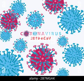 Coronavirus (2019-nCoV). Virus Covid 19-NCP. Coronavirus nCoV denoted is single-stranded RNA virus. Background with realistic red and white virus cell Stock Vector