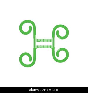 letter h thin line spiral logo vector Stock Vector
