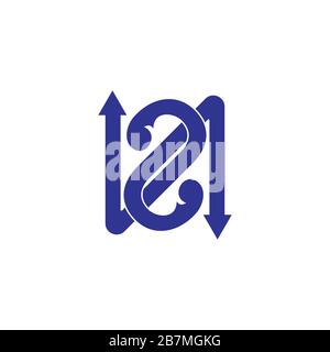 number two linked arrow logo vector Stock Vector