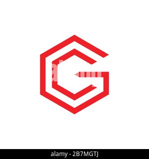 letter gc hexagonal lines geometric roof logo vector Stock Vector