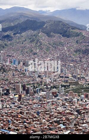 Rich to Poor La Paz cityscape Bolivia. Stock Photo