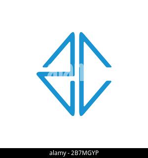 letter zc square geometric line symbol logo Stock Vector