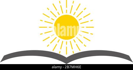 sun book shape education symbol geometric logo vector Stock Vector