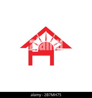 letter h home sun geometric logo vector Stock Vector