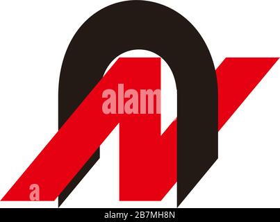 letter n motion geometric overlap symbol logo vector Stock Vector