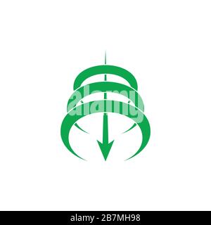 3d arrow down curves motion logo vector Stock Vector