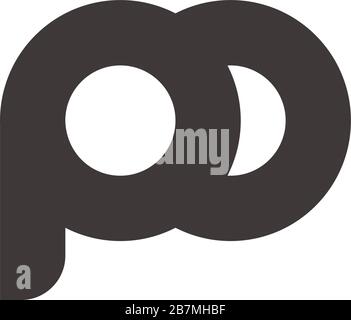 letter po linked chain simple geometric design symbol logo vector Stock Vector