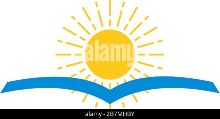 sea and sun book shape symbol logo vector Stock Vector