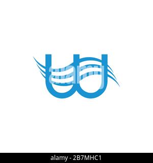 letter w blue waves stripes logo vector Stock Vector