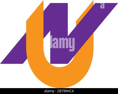 letter nu simple linked colorful logo vector Stock Vector