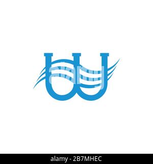 letter w stripes blue wavy logo vector Stock Vector
