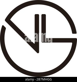 abstract letter vl circle geometric design symbol logo vector Stock Vector