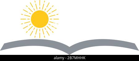 sun book shape education symbol logo vector Stock Vector