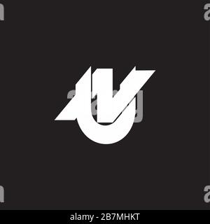 letter nu simple linked flat 3d overlapping logo vector Stock Vector
