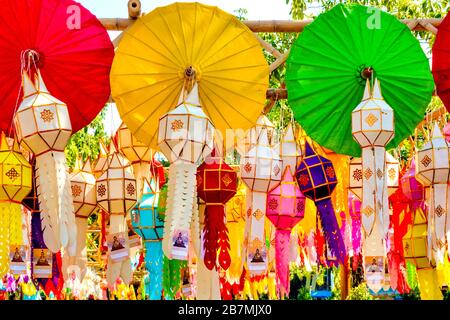 Traditional lanna lanterns in Wat Phra Singh, Chiang Mai, Thailand