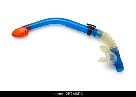 Blue diving snorkel isolated on white background Stock Photo
