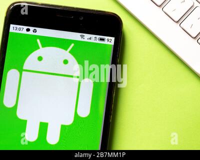In this photo illustration, the Android logo is seen displayed on a ...