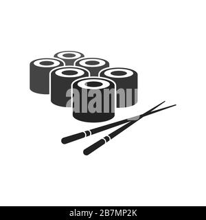 Sushi set icon. Flat style. Sushi set sign. EPS 10. Stock Vector