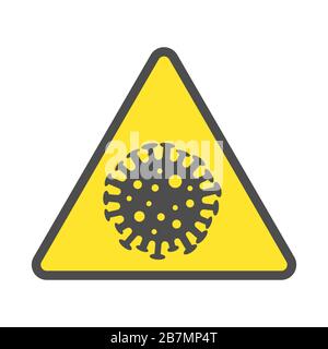 Coronavirus attention sign. Virus, bacteria, microbe icon. Vector covid-2019 sign in flat style. EPS 10. Stock Vector