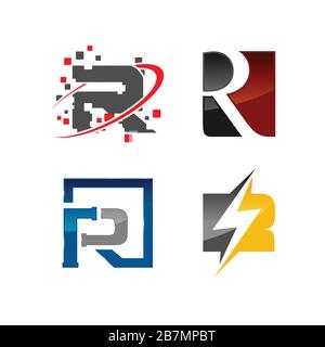 Set of various initial letter R corporate template logo design vector Stock Vector