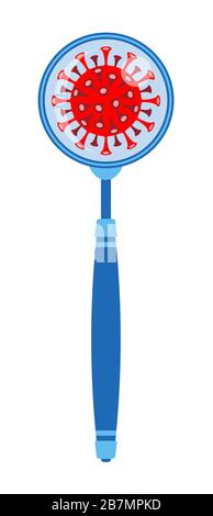 Corona virus and magnifier icon. All the objects, shadows and background are in different layers. Stock Vector