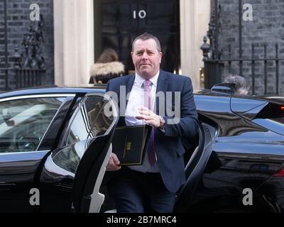 London, UK. 17th Mar, 2020. Mark Spencer, Chief Whip, arrives in Downing Street. Later the Government will hold another press conference to discuss the Coronavirus Health issue. Credit: Tommy London/Alamy Live News Stock Photo